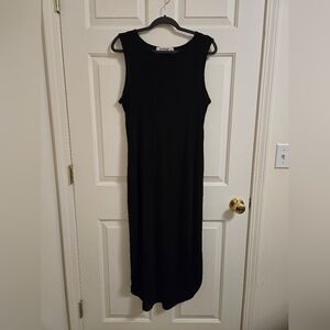 Three Birds Nest Cassie Sheer Sleeveless Pocket Maxi Dress In Black Size Medium
